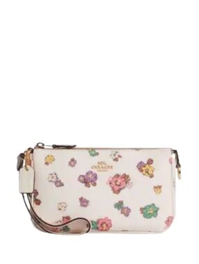 COACH Nolita Spaced Floral Field Print In Gold/Chalk Multi Wristlet